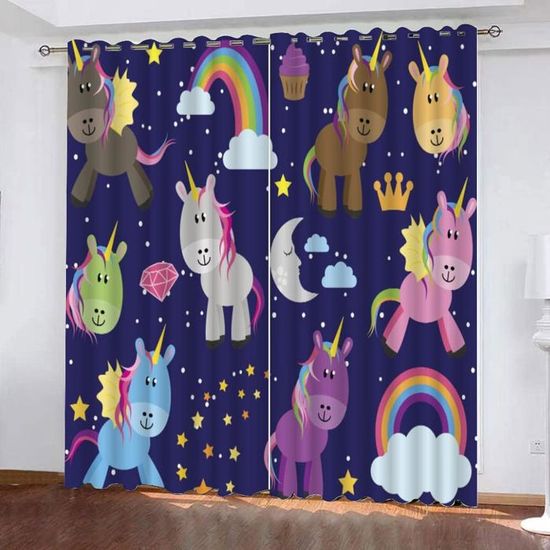 Rideau Occultant Chambre Enfant Étoiles Ele ELEOPTION Rose & Violet - 132x213 Cm Double Couche