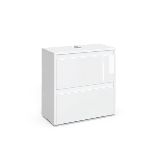 Meuble Sous Vasque Marelle - 80x57,5x35 Cm - Blanc/Artisan - 2 Tiroirs - Aggloméré Mélaminé