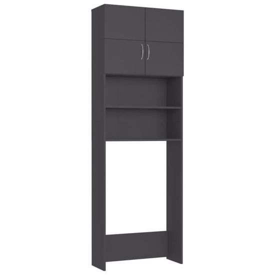 Meuble Pour Machine à Laver Gris Béton 70,5x71,5x91,5 Cm - Rangement Buanderie/Salle De Bain Avec Porte