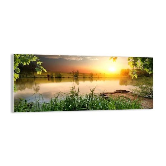 Tableau Verre Impression 120x50cm - Photo Paysage Japon Asiatique - Déco Murale Moderne Salon Chambre