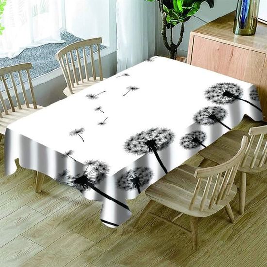 Morbuy Nappes Rectangulaires Anti Taches, 3D Imprimé Nappe Carrée Imperméable Anti-Salissure Étanche à L'huile Lavable Pour Ménage Cuisine Jardin Picnic Exterieur (Blanc Crâne,100x140cm