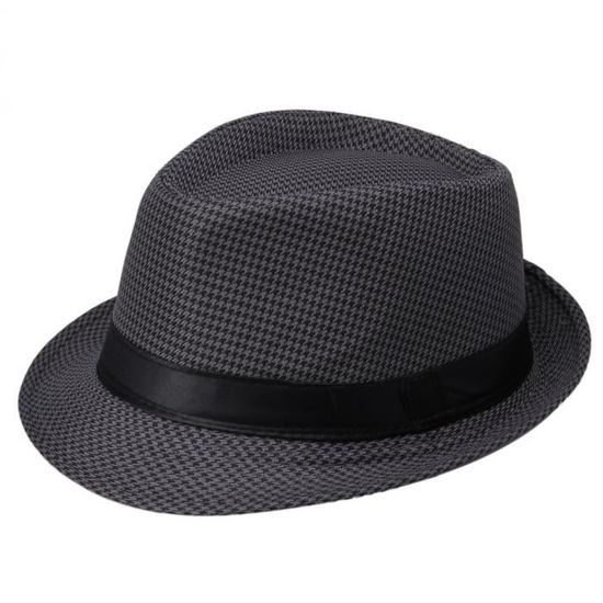 Chapeau Fedora ZAJCI - Coton Jazz Moderne Avec Lettre Décorative (Gris Foncé)