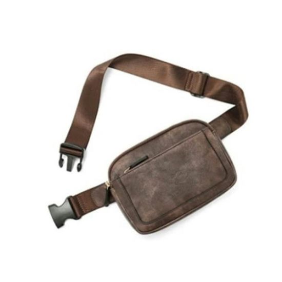 Sac Banane Simili Cuir Marron Foncé - Bandoulière Réglable, Neuf Sans étiquette