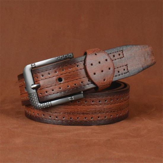 Ceinture Homme En Cuir De Buffle - Largeur 1.5 Pouce, Boucle Double Broche Laiton - Style Amish Fait Main USA