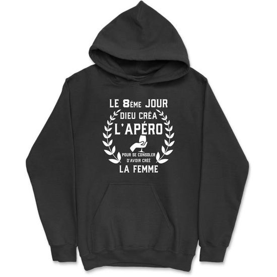Sweat a capuche homme dieu cre Black Cdiscount Pret a Porter