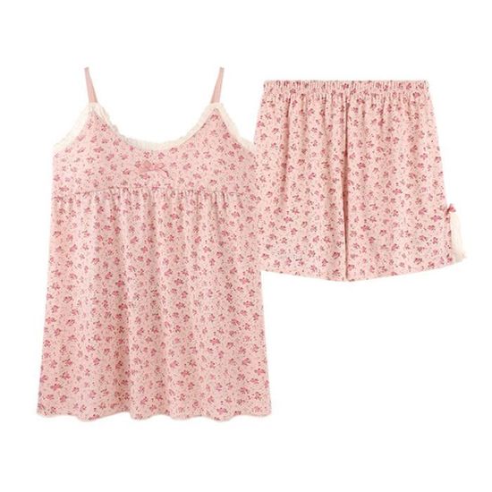 Ensemble Short Et Débardeur Gymboree – Fille L (10/12 Ans) – Rose Blanc Palmiers – Neuf