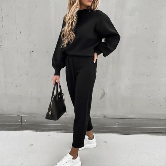 Ensemble Survêtement Femme 2 Pièces – Sweat + Pantalon Jogging Confortable, Taille Haute Élastique – Idéal Sport & Loisir !