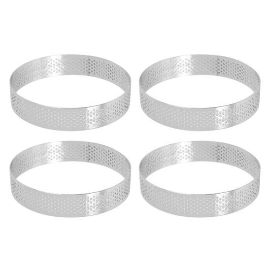 Lot De 5 Anneaux à Gâteau Perforés En Inox - 8cm De Diamètre - Pour Mousse, Quiche, Desserts Maison