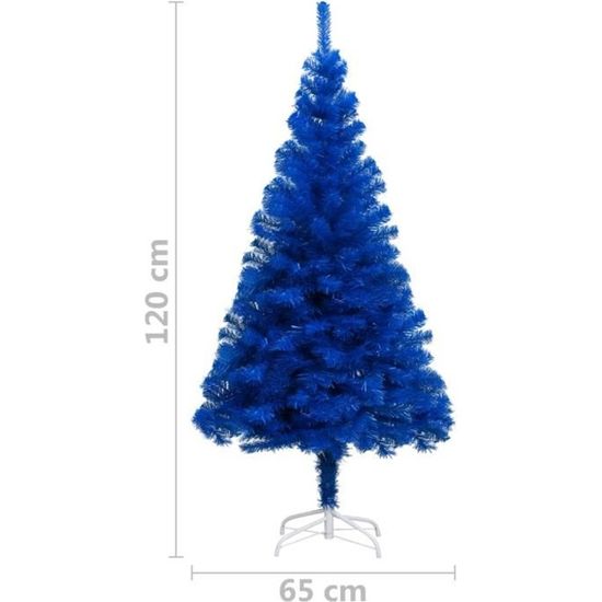 (329181) Sapin de Noël artificiel avec support Bleu 120 cm PVC DBA