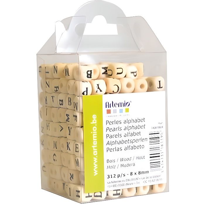 ARTEMIO 312 Perles en Bois Alphabet 8*8 cm