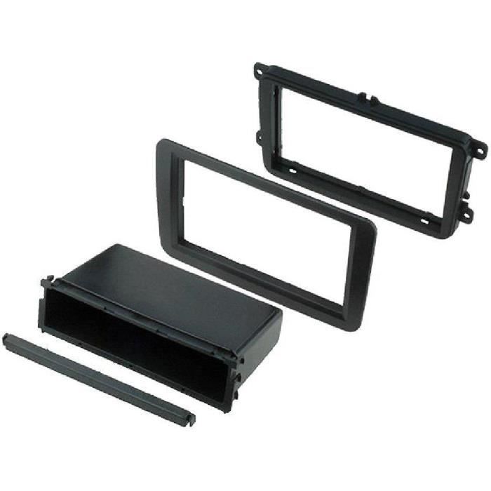 Facade autoradio 1Din Seat Leon/ VW Golf 5/ Golf 6/ Skoda Octavia - Noir - avec vide-poche - ADNAuto