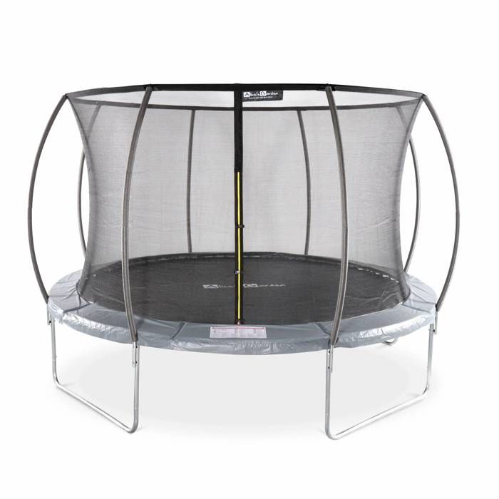 Trampoline rond Ø 370cm gris avec filet de protection intérieur - Saturne Inner – Nouveau modèle - trampoline de jardin 3,7m 370 cm