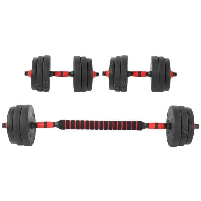 TUB Ensemble d'haltères 2 x 10kg Haltères poids réglable Set équipement de fitness Entaîtement musculation