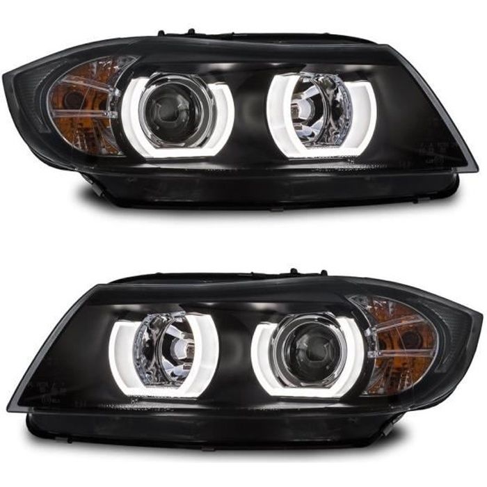 2 FEUX PHARE AVANT BI XENON D1S ANGEL EYES LED TUBE 3D BMW SERIE 3 E90 E91 PHASE 1 DE 2005 A 09/2008