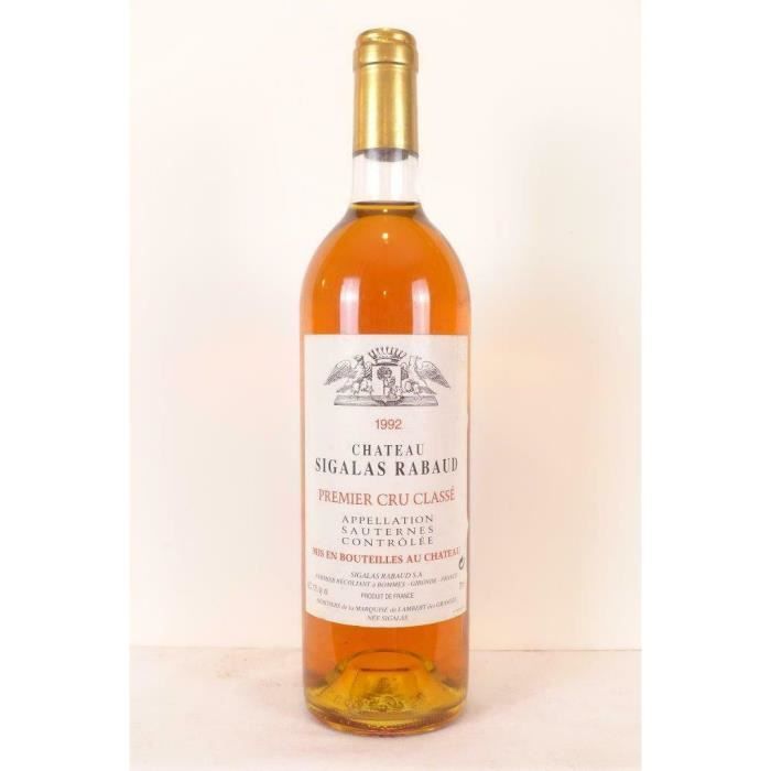 sauternes château sigalas rabaud grand cru classé liquoreux 1992 - bordeaux
