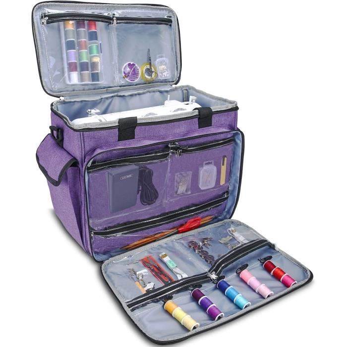 ProCase Sac Machine à Coudre, Sac Rangement Très Résistant, Fond Renforcé, Poches Multiples pour Singer, Janome, Brother, Jaguar, Si
