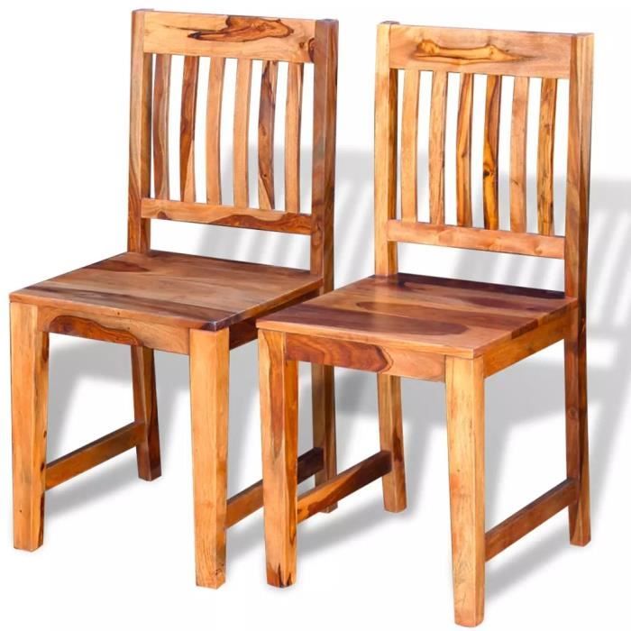 ♫4713 Lot de 2 Chaise de salle à manger Design & Chic - Ensemble de 2 chaises - Bois massif de sesham MMCZ®