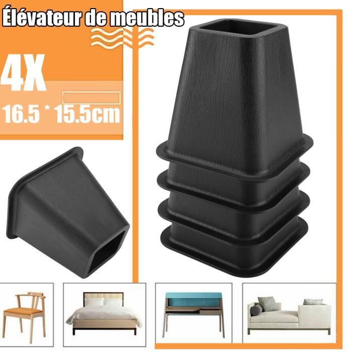 4X Pied de meubles Riser de fourniture Réhausseur de meuble Lit / Table / Bureau / Canapé/Chaise noir - CYA