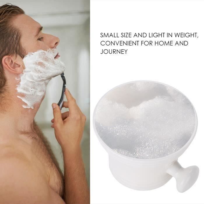 SH@Savon à barbe en plastique mousse savon mousse à raser crème bol hommes rasage bol (blanc)-PEL