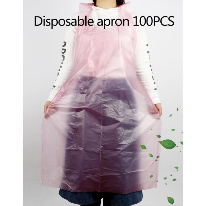 Tablier de cuisine,Couvre chaussures jetables épais, 100 pièces, tablier en plastique, housse de - Type Pink apron - 100PCS