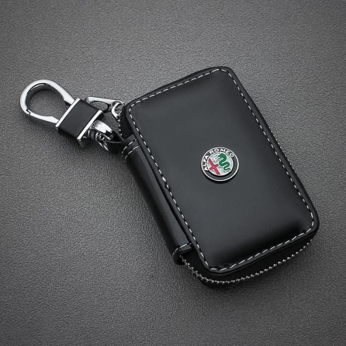 Coque clé,Pour Alfa Romeo porte clés 147, porte clé en cuir 1 pièce, portefeuille avec clé, fermeture éclair - Type Alfa Romeo