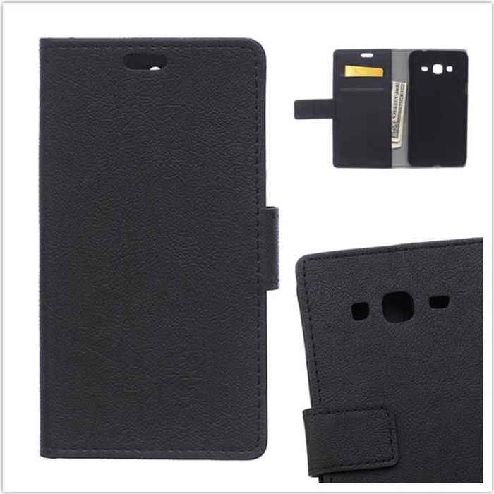 Erdong® Luxe Cuir Etui Pour Samsung Galaxy J3 (2016) Housse de Noir Cass Texture Pochette Premium Protection Cover