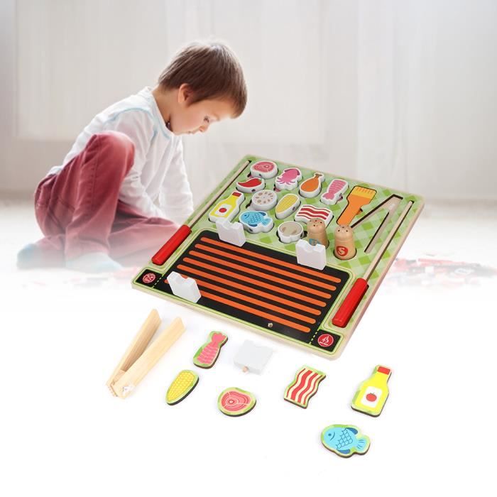 Jouets de coupe de Simulation magnétique en bois cuisine fruits barbecue supermarché pour enfants (jouets de barbecue) HB058