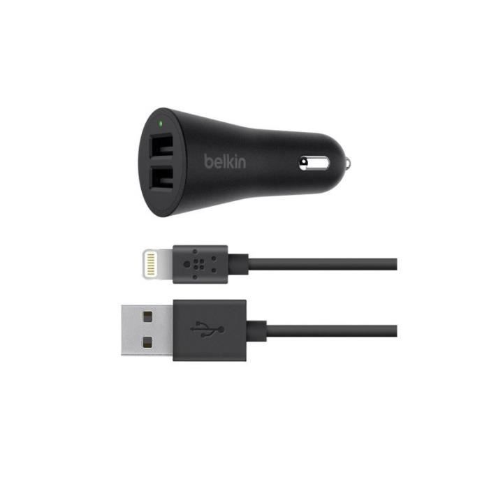 BELKIN Adaptateur d'alimentation pour voiture - 24 W - 4.8 A - 2 connecteurs de sortie (USB)
