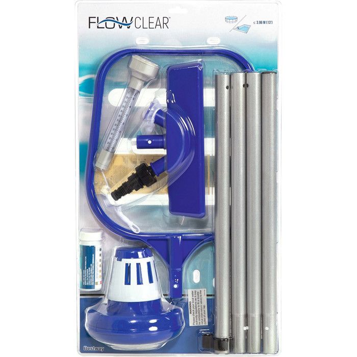 BESTWAY Kit d'entretien pour piscines hors sol 6 pièces, épuisette, doseur flottant, thermomètre flottant..
