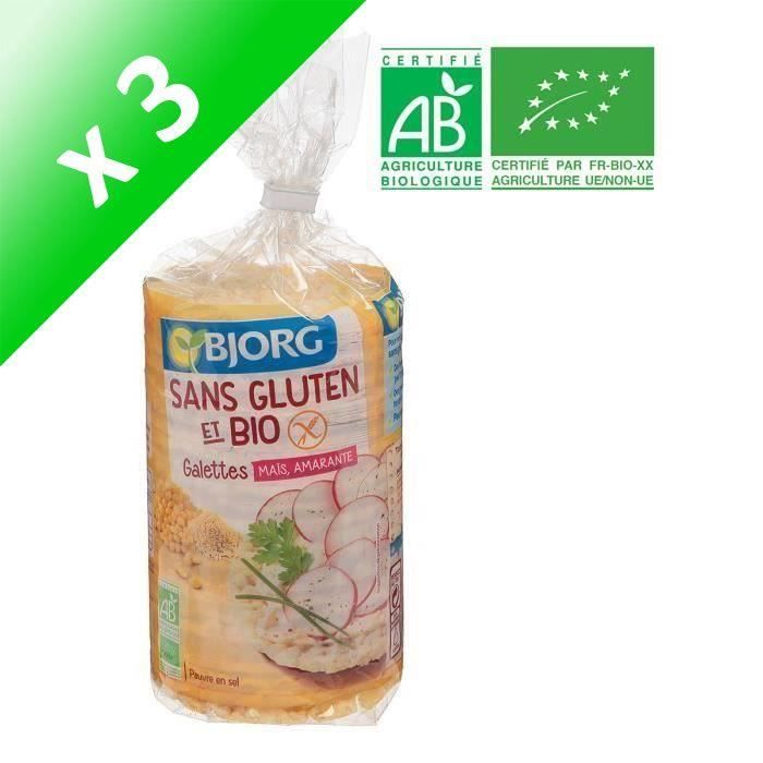 BJORG Galettes Maïs, Amarante Sans Gluten Bio (Lot de 3x 150 g)
