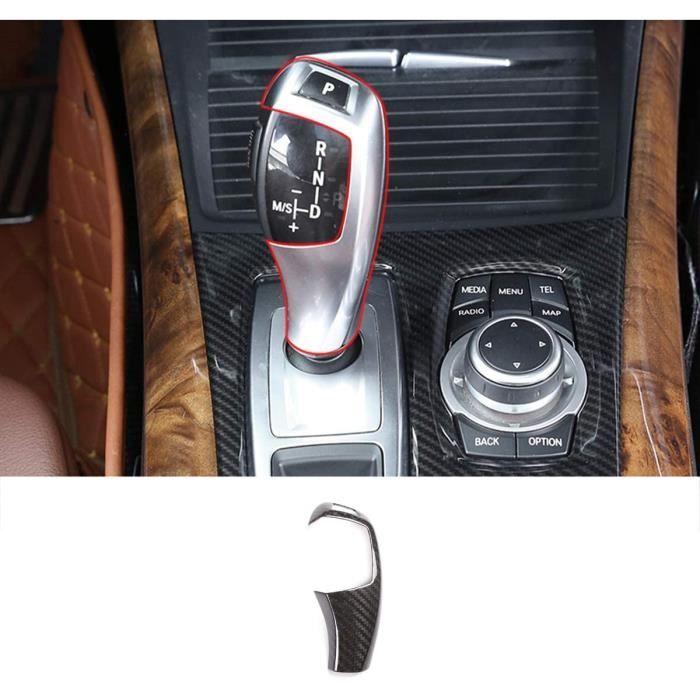 Garniture de tête de pommeau de levier de vitesse en Fiber de carbone véritable pour BMW X5 E70 X6 E71 E72 2008-2013