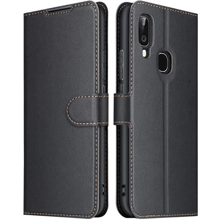Cuir Premium Coque pour Samsung Galaxy A20e, Portefeuille Etui Housse pour Samsung Galaxy A20e (Noir)