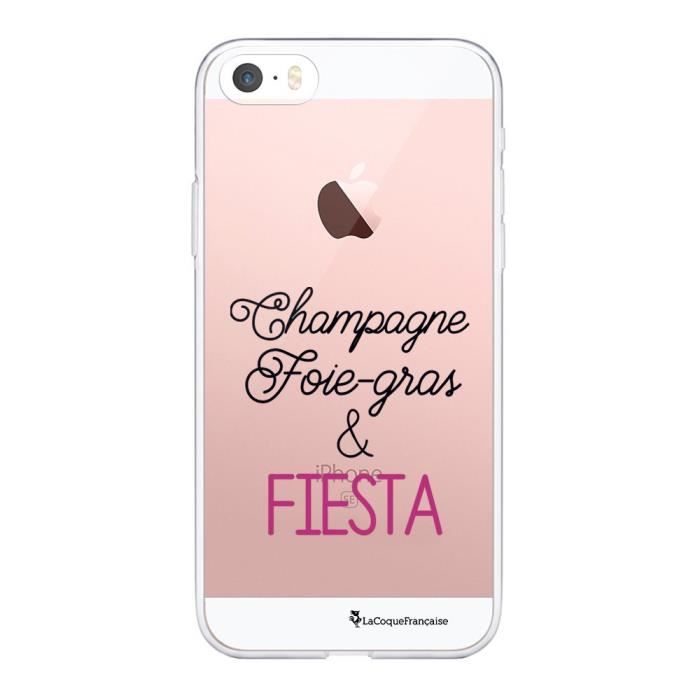 Coque iPhone 5/5S/SE 360 intégrale transparente Champagne Foie gras et Fiesta Ecriture Tendance Design La Coque Francaise