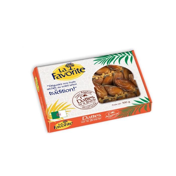 Dattes Branchées Naturelles Algérie en coffret de 500g La Favorite - Cacahuètes et fruits secs