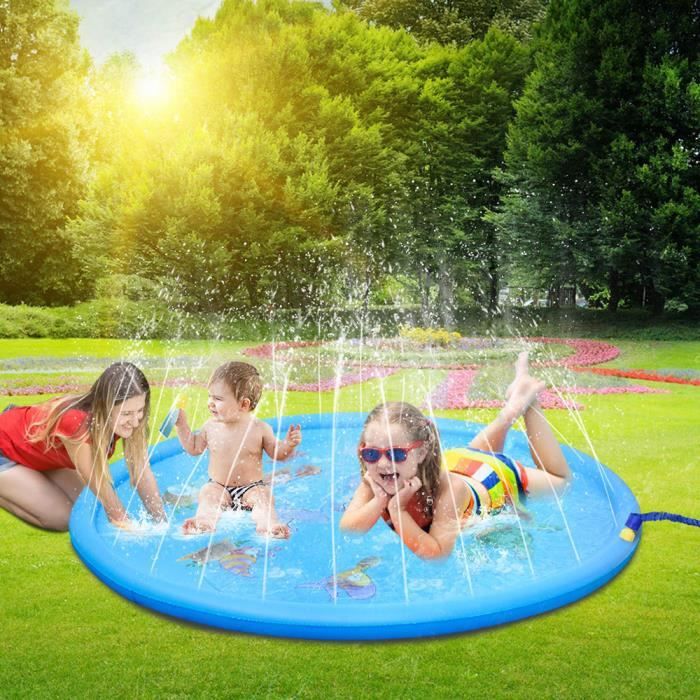 170cm Tapis de Jeu de Jet et d'éclaboussure d'eau Piscine pour bébé l'eau de la Plage activités Jouet Gonflable