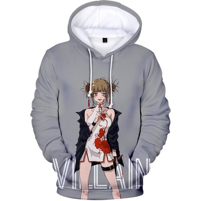 Sweat à Capuche Manche Longue avec 3D Imprimé My Hero Academia Himiko Toga Casual