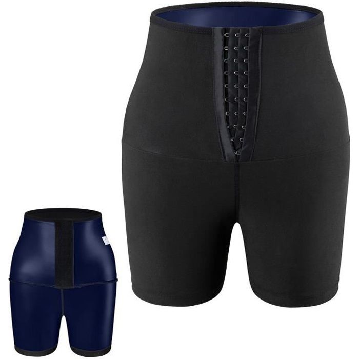 SHORT DE SUDATION Sauna Sweat Shapewear Short Taille Haute pour Femme Perte Poids Pantalon, Contrôle du Ventre Shapewear - Noir