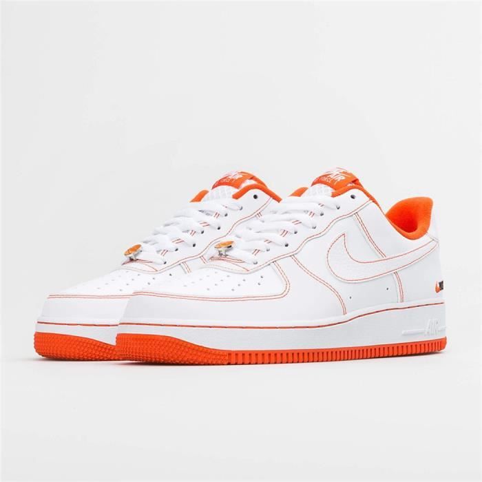 Air-Force 1 07 Low Rucker Park White Homme Femme Chaussures AF1 Air-Force One Baskets Blanche et Orange Pas Cher