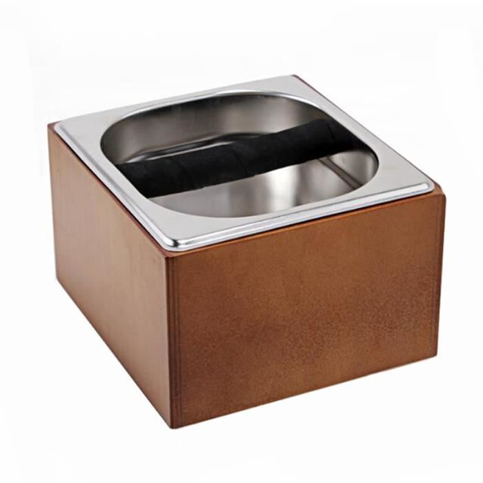 Boîte à Café en Acier Inoxydable en Bois pour Café en Bois Boîte à Café Barista Seau à Résidus de Café Grind Poubelle