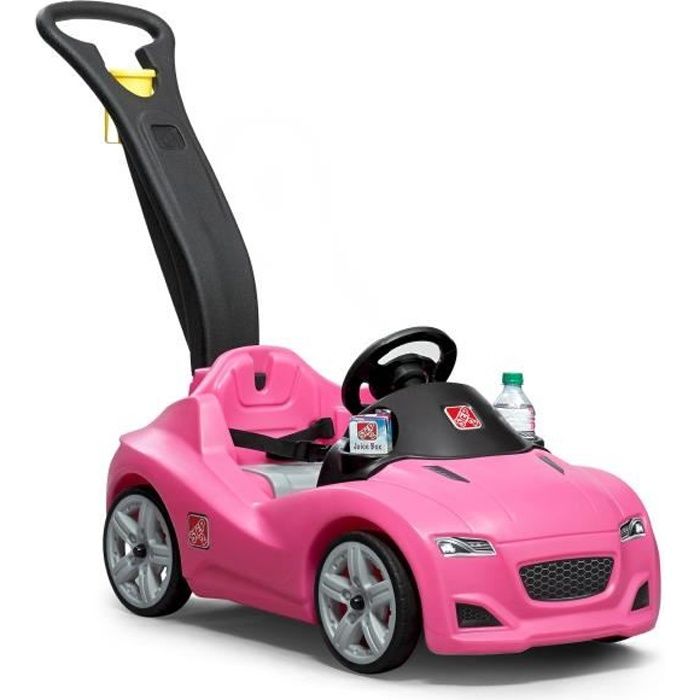 Step2 Push Whisper Ride Voiture Enfant Porteur Auto en rose | Véhicule Jouet avec barre de poussée pour Enfants dès 1.5 ans