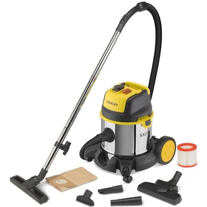 STANLEY Aspirateur eau et poussière 1400 W cuve 20 L en inox avec prise pour outil électroportatif