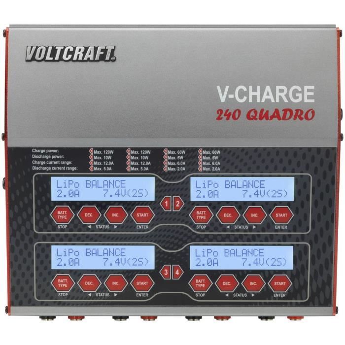 Chargeur multifonction de modélisme 12 V, 230 V 12 A VOLTCRAFT V-Charge 240 Quadro Li-polymère, LiFePO, Li-ion, LiHV, NiCd, NiMH,