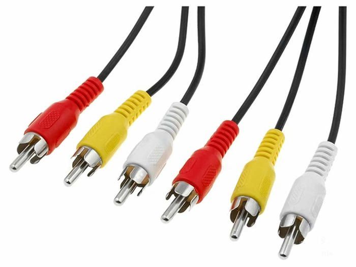 Inline 2 x RCA m/m 1 m 2 x RCA Noir, Rouge, Blanc câble Audio