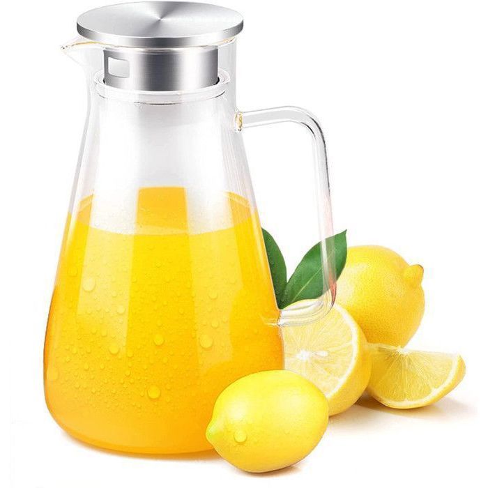 Lot De 2 Carafes En Verre 500ml Avec Couvercle - Pichet Avec Bec Verseur Et Poignée - Pour Eau, Jus, Lait, Thé Glacé