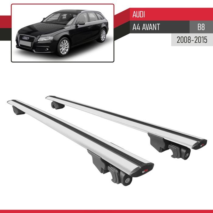 apline Compatible avec A4 (B7) Avant 2005-2007 Fly Model Barres de Toit Railing Porte-Bagages de Voiture Gris Aluminium 2 Barres