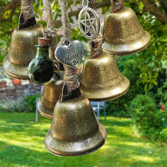 Lot De 8 Cloches Décoratives Bronze Style Rétro – Forme Gland, Patine Verte – Pour Déco Noël, Couronnes, Bricolage (31x28 Mm)
