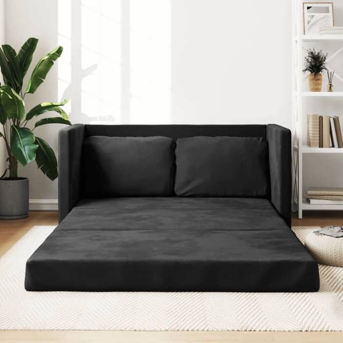 Canapé Relax convertible CLOUD - Canapé-lit 2 en 1 noir 122x204x55 cm velours 4787