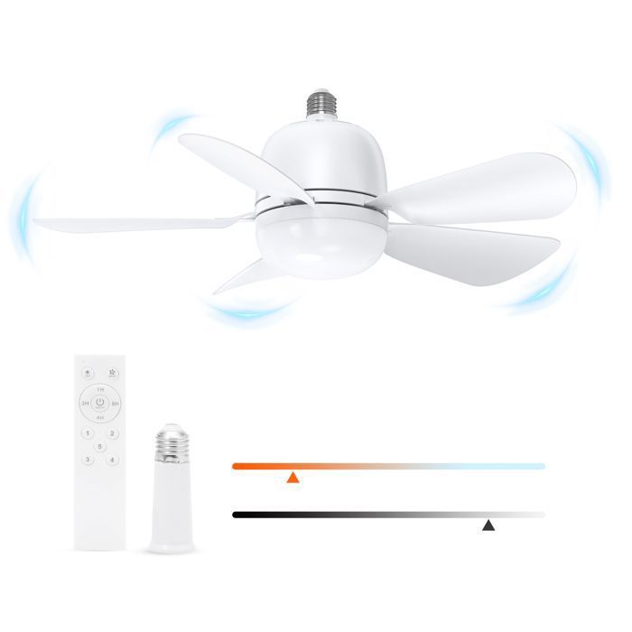 Ventilateur de Plafond avec Lumière avec 20W E26/E27 Lampe Dimmable 3 Couleur Claire 5 Vitesses Minuterie - Oria