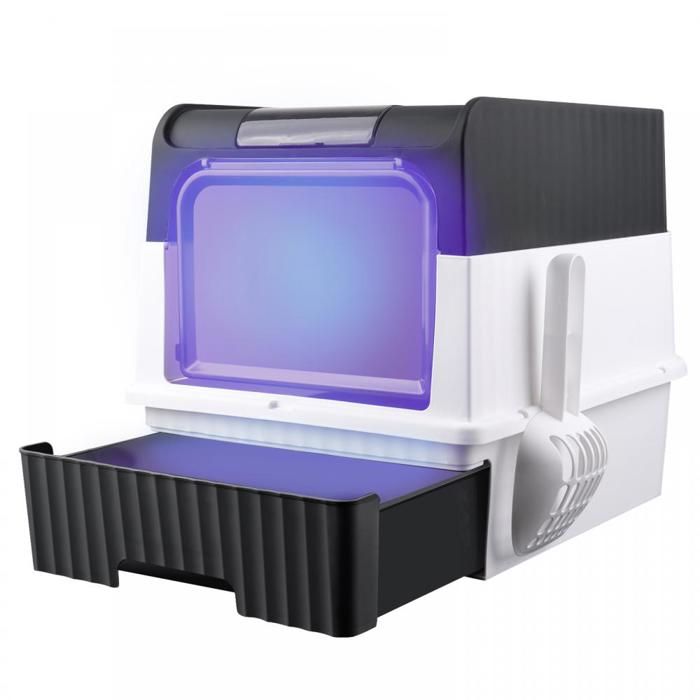 Comparer les prix de B.LIVEM Bac à litière, Noir, avec couvercle et cuillère, avec fonctions de désinfection et de désodorisation 48*35*36cm