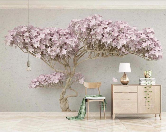 Papier Peint Panoramique 3D Arbre Géant Scandinave À La Lavande Papier ...